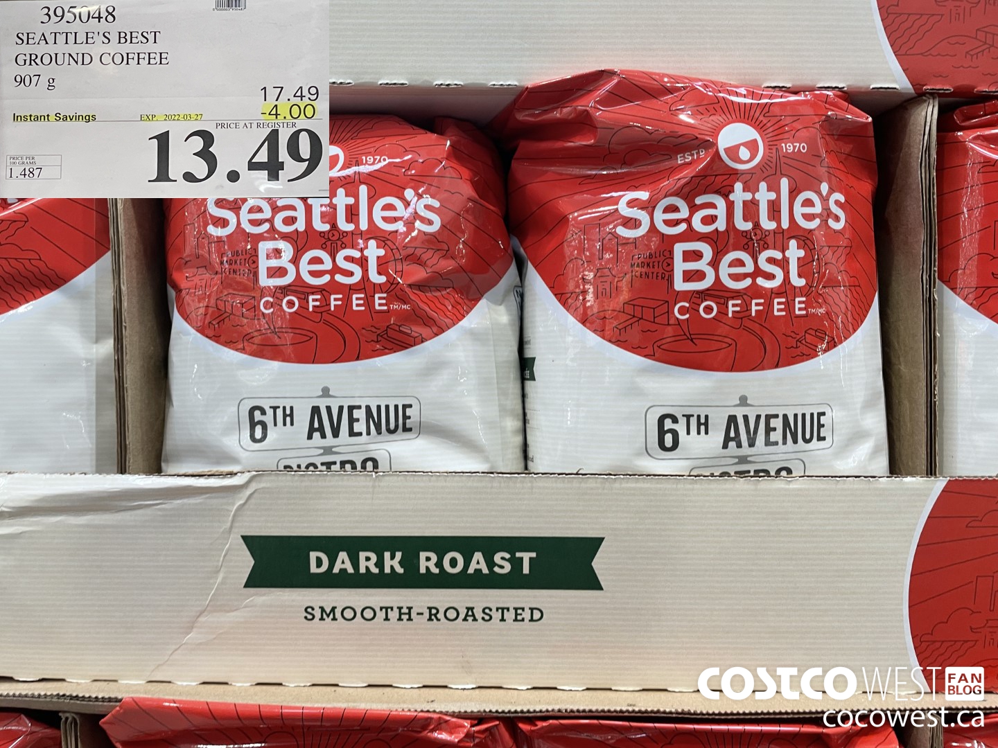 395048 SEATTLE'S BEST LEVEL 4 HENRY'S BLEND 907 G ($4.00 INSTANT SAVINGS EXPIRES ON 2022-03-27) $13.49