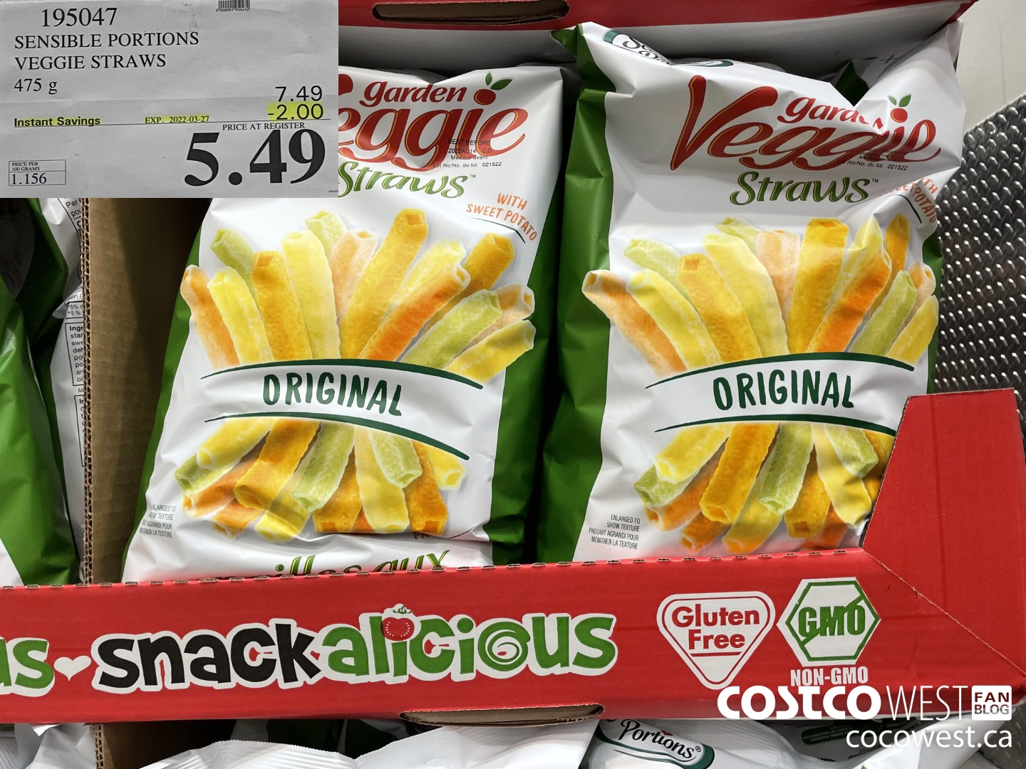 195047 SENSIBLE PORTIONS VEGGIE STRAWS 475 g ($2.00 INSTANT SAVINGS EXPIRES ON 2022-03-27) $5.49