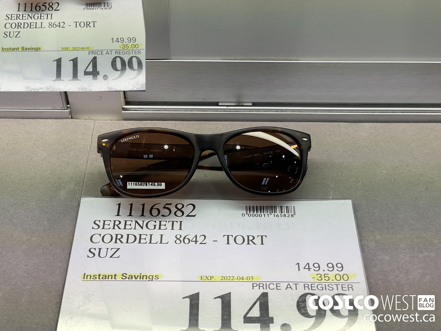 1116582 SERENGETI CORDELL 8642 - TORT SUZ ($35.00 INSTANT SAVINGS EXPIRES ON 2022-04-03) $114.99