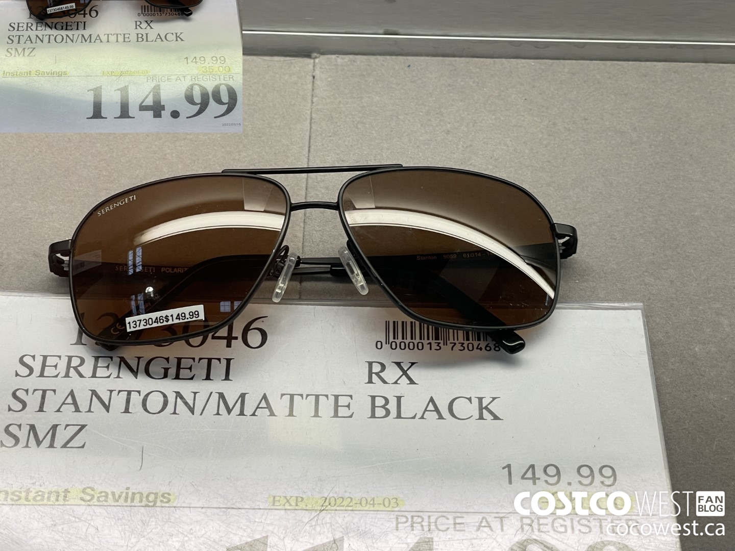 1373046 SERENGETI STANTON/MATTE BLACK SMZ ($35.00 INSTANT SAVINGS EXPIRES ON 2022-04-03) $114.99