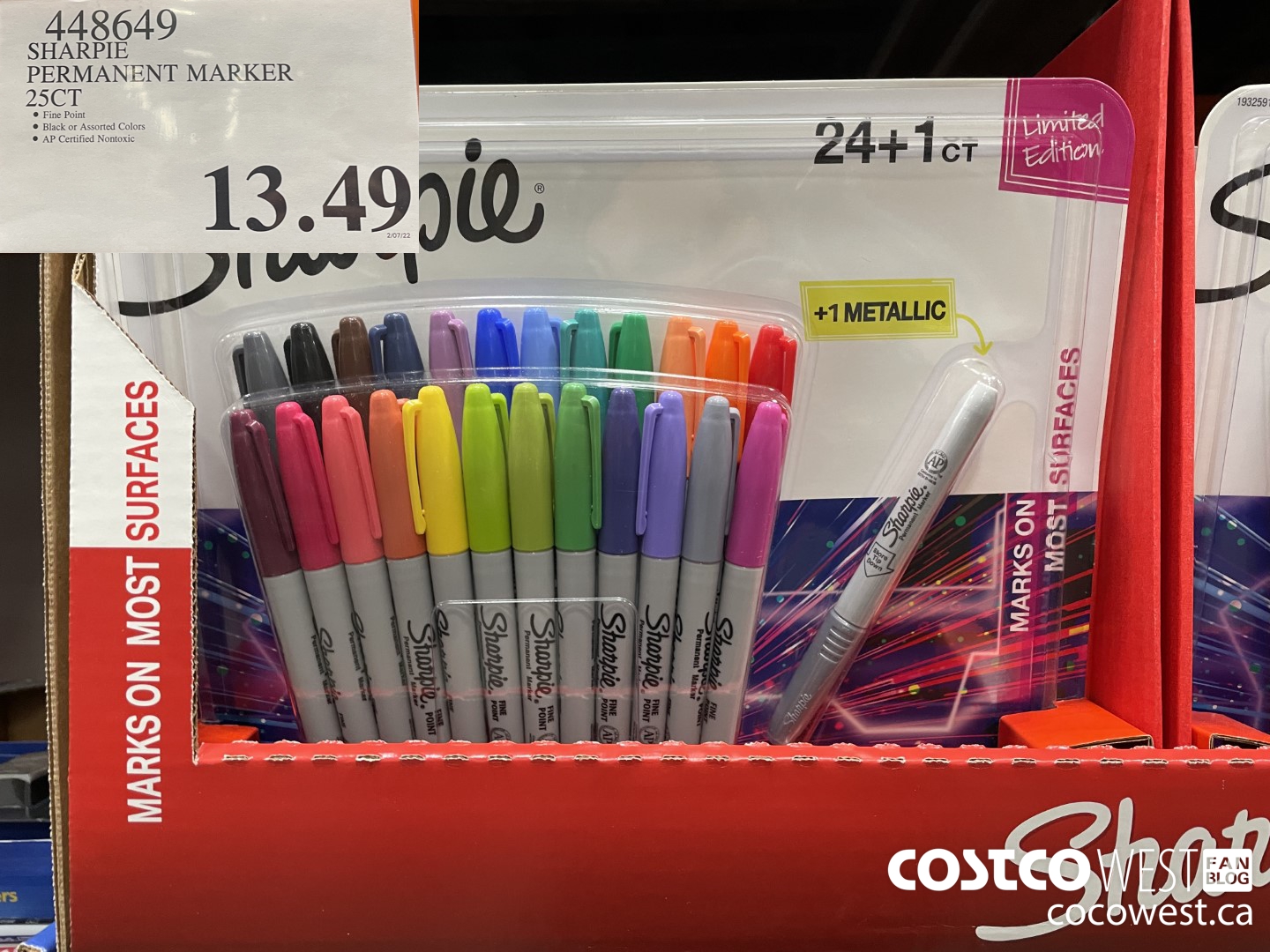 448649 SHARPIE PERMANENT MARKER 25CT $13.49