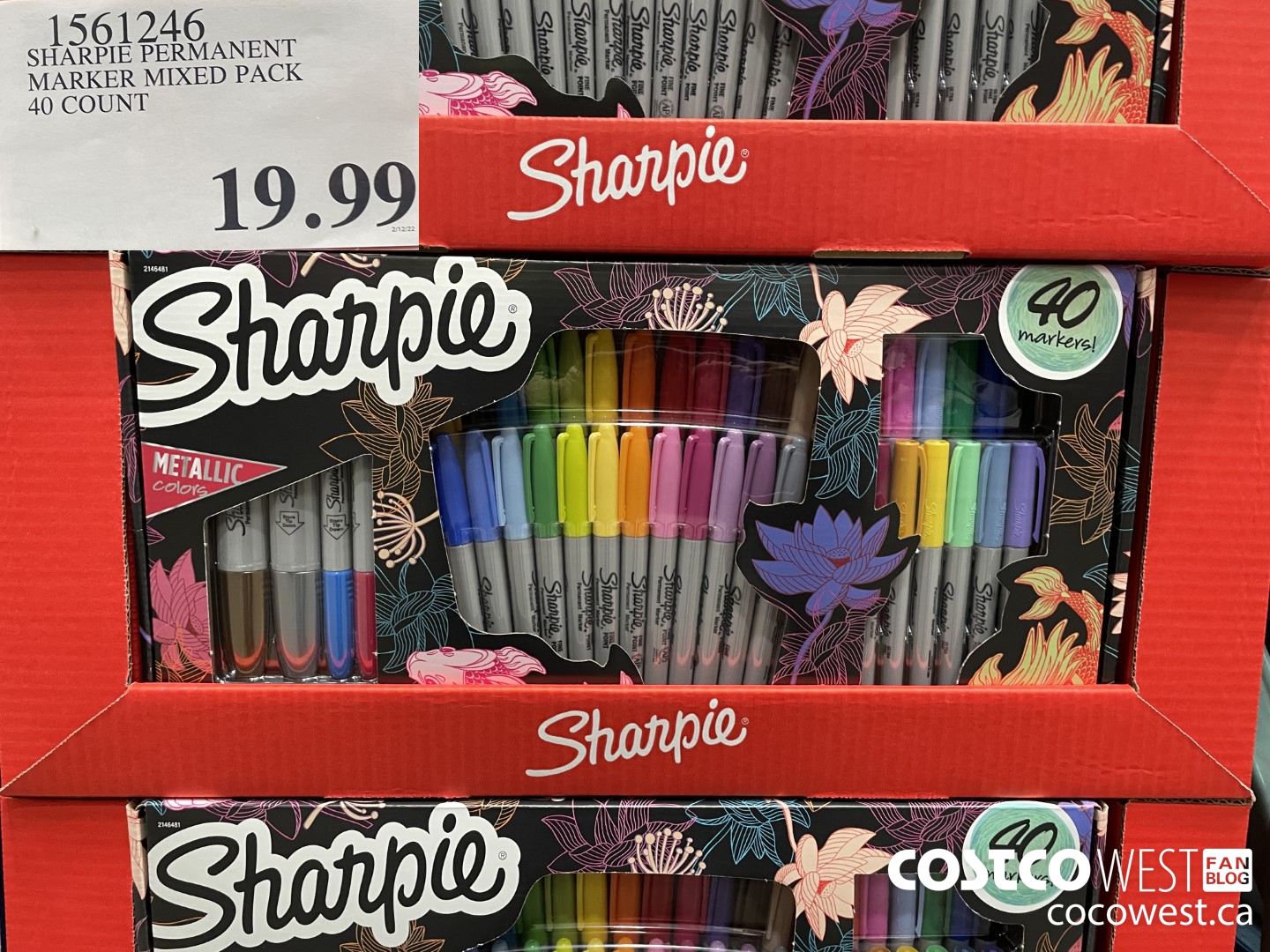 1561246 SHARPIE PERMANENT MARKER MIXED PACK 40 COUNT  $19.99
