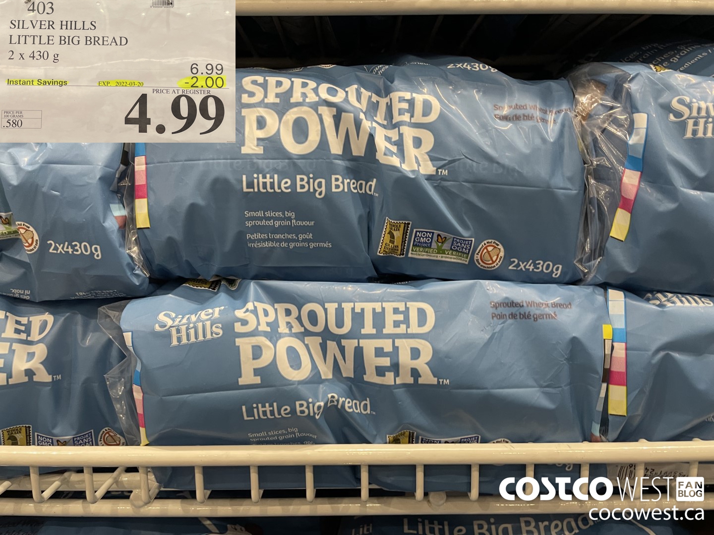 403 SILVER HILLS LITTLE BIG BREAD 2 x 430 g ($2.00 INSTANT SAVINGS EXPIRES ON 2022-03-20) $4.99