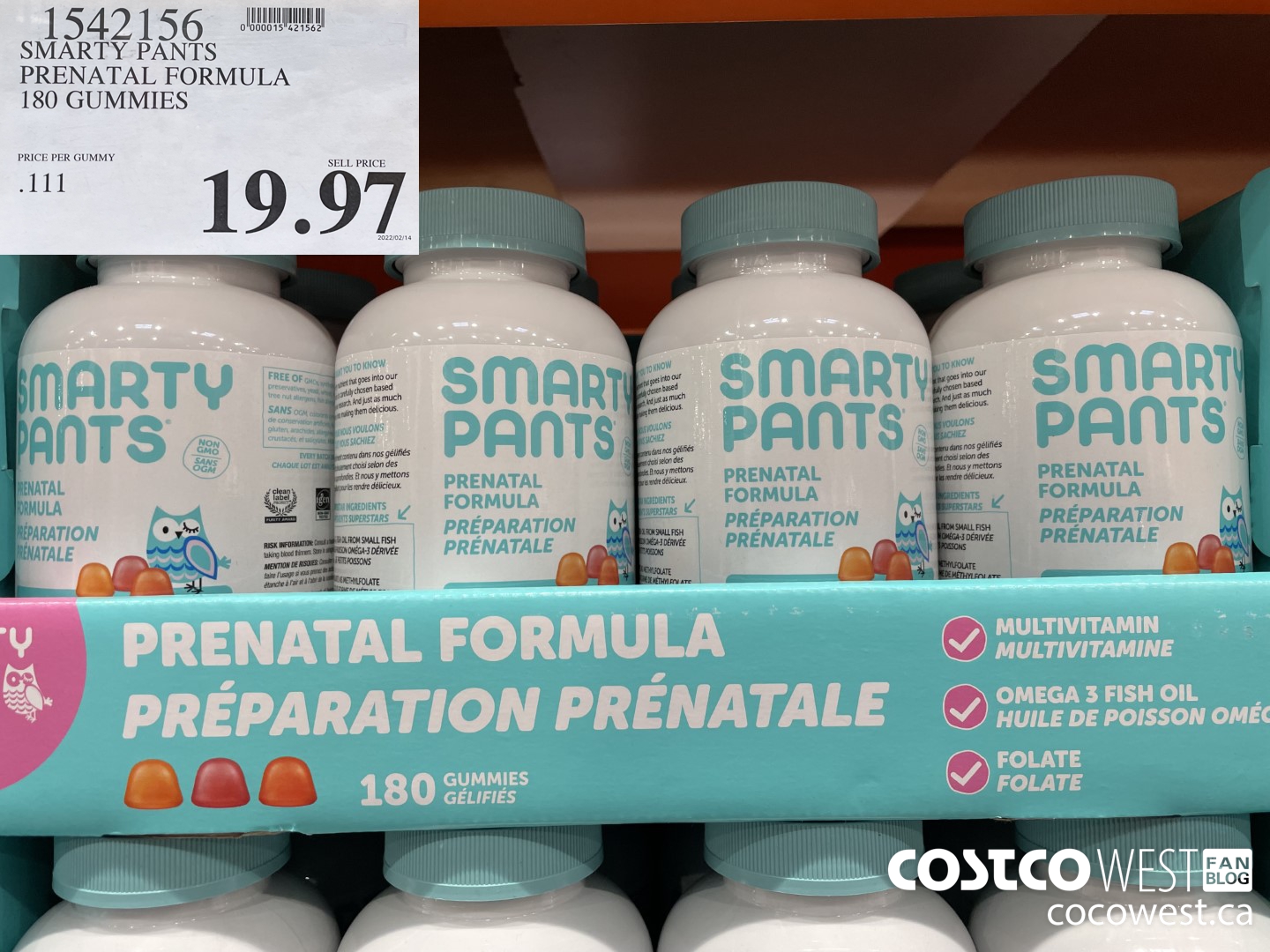 1542156 SMARTY PANTS PRENATAL FORMULA 180 GUMMIES $19.97