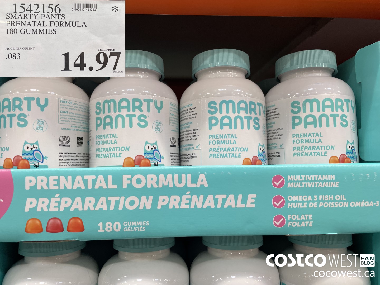 1542156 SMARTY PANTS PRENATAL FORMULA 180 GUMMIES $14.97