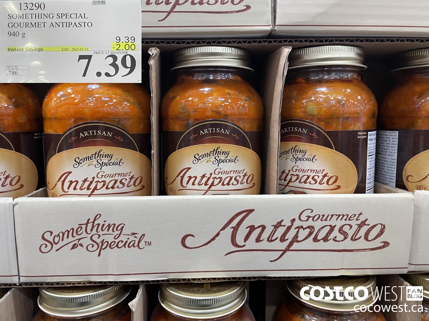 13290 SOMETHING SPECIAL GOURMET ANTIPASTO 940 g ($2.00 INSTANT SAVINGS EXPIRES ON 2022-03-13) $7.39