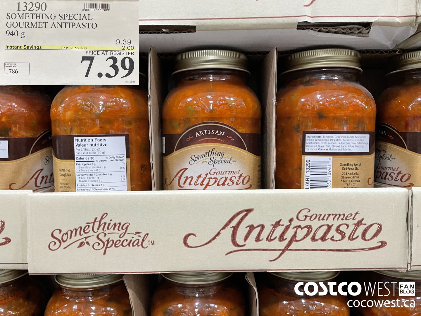 13290 SOMETHING SPECIAL GOURMET ANTIPASTO 940 g ($2.00 INSTANT SAVINGS EXPIRES ON 2022-03-13) $7.39
