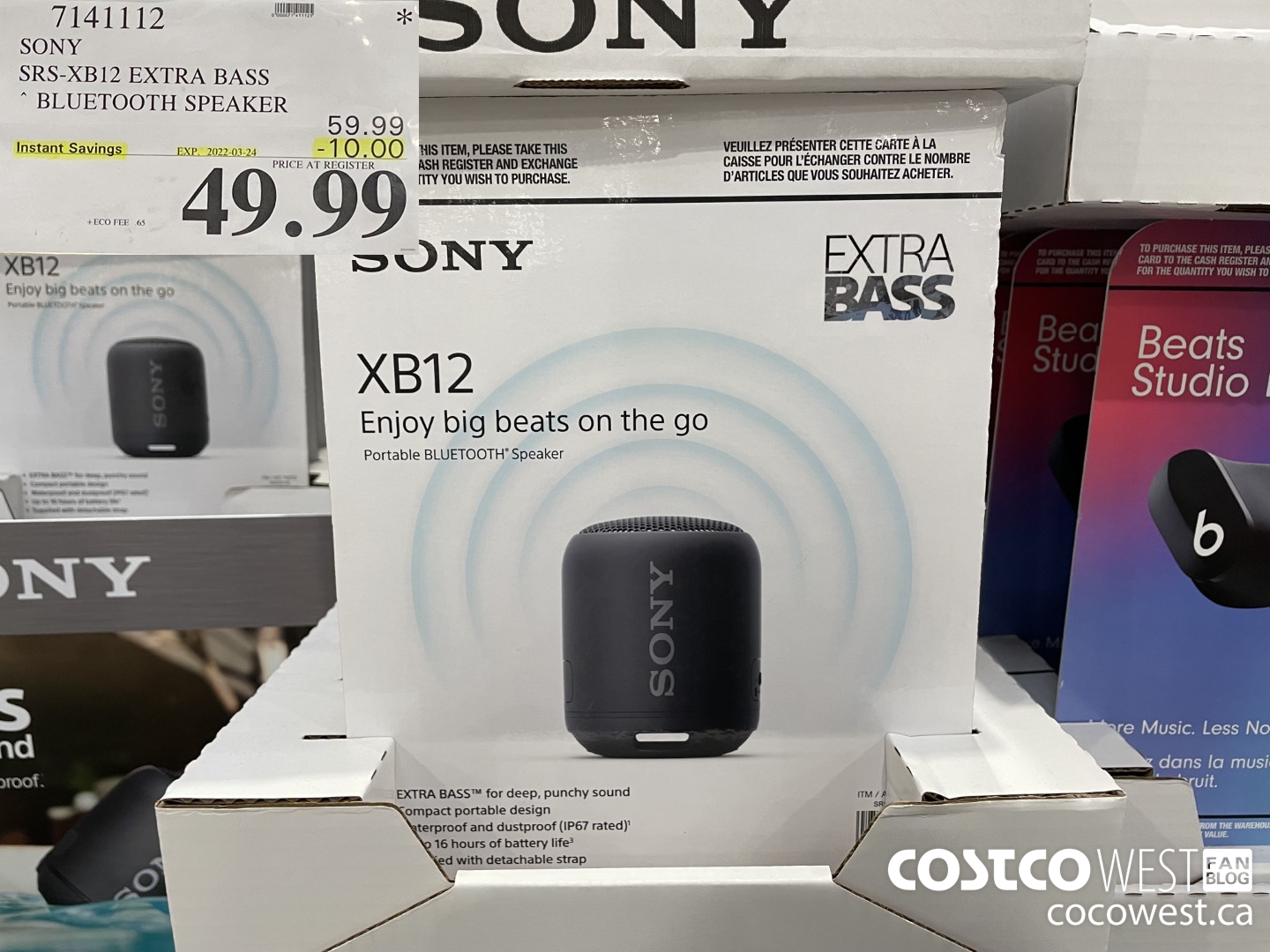 7141112 SONY SRS-XB12 EXTRA BASS *BLUETOOTH SPEAKER ($10.00 INSTANT SAVINGS EXPIRES ON 2022-03-24) $49.99
