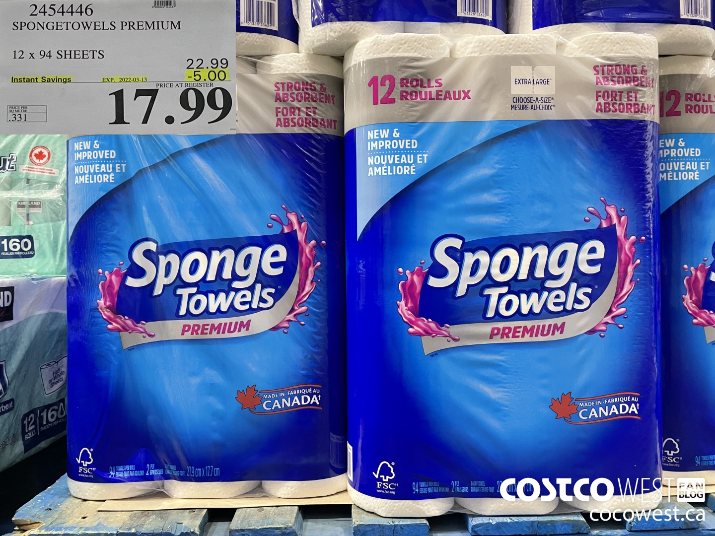 2454446 SPONGETOWELS PREMIUM 12 x 94 SHEETS ($5.00 INSTANT SAVINGS EXPIRES ON 2022-03-13) $17.99
