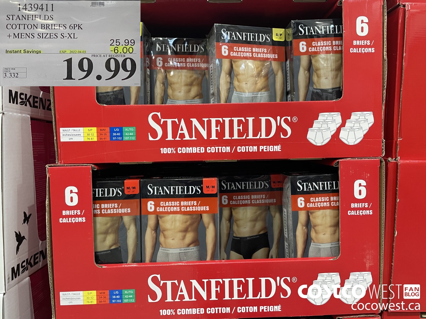 1439411 STANFIFLDS COTTON BRIEFS 6PK MENS SIZES S-XL ($6.00 INSTANT SAVINGS EXPIRES ON 2022-04-03) $19.99