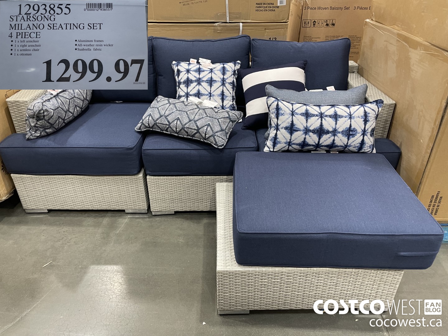 1293855 STARSONG MILANO SEATING SET 4 PIECE $1299.97