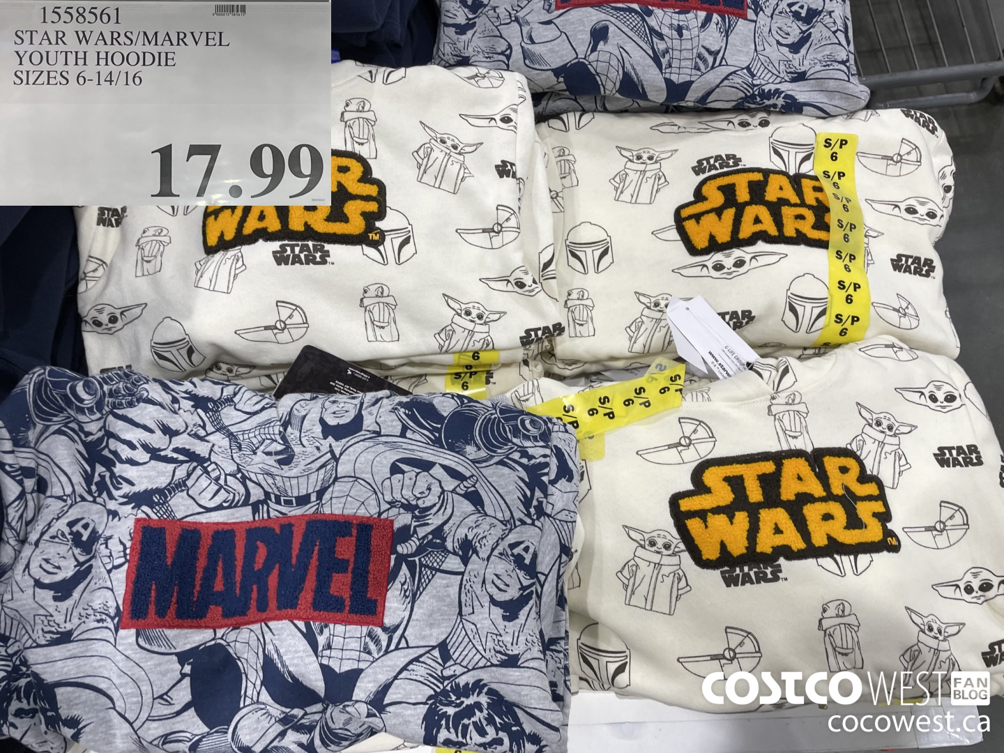1558561 STAR WARS/MARVEL YOUTH HOODIE SIZES 6-14/16  $17.99