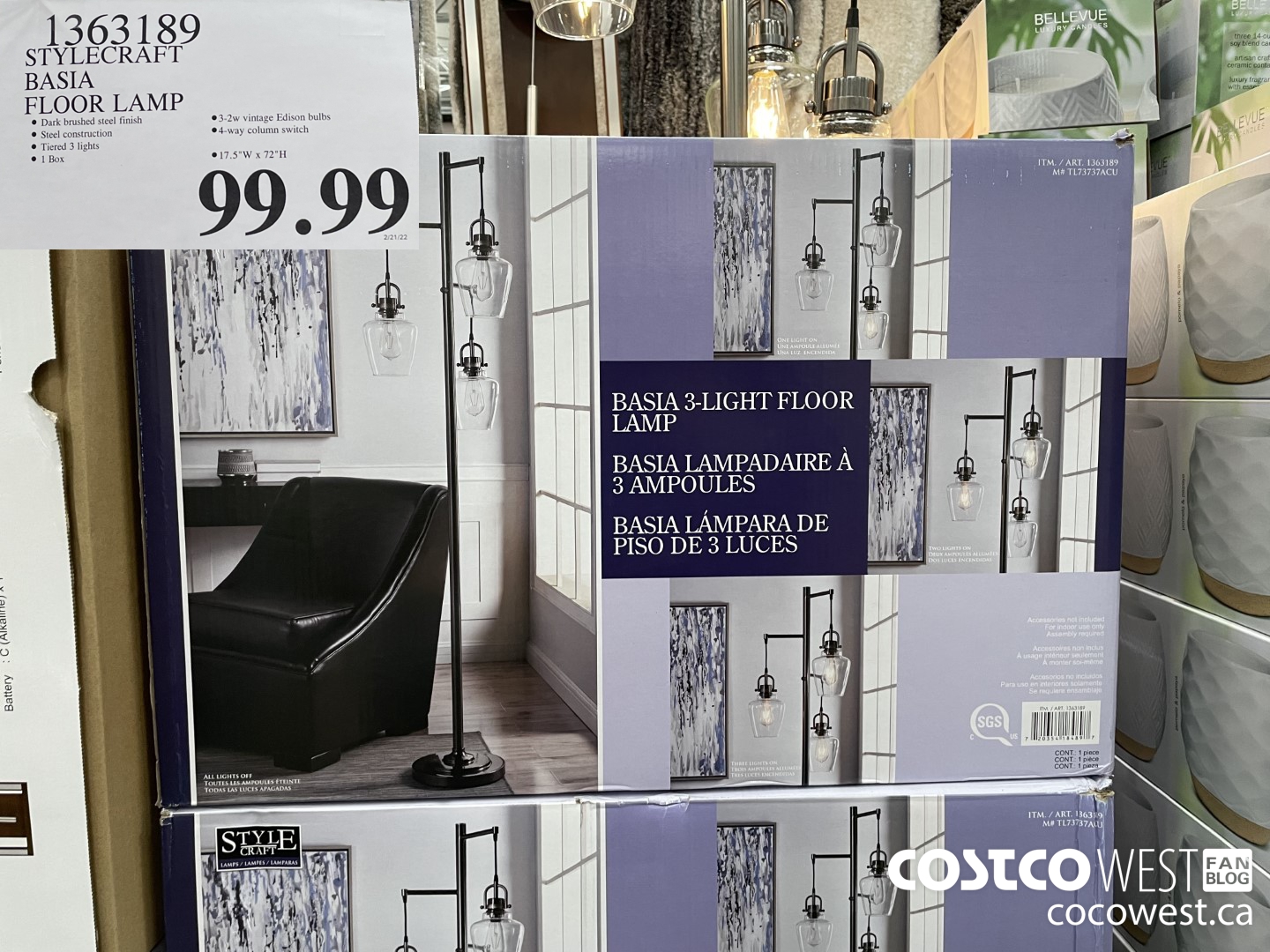 1363189 STYLECRAFT BASIA FLOOR LAMP  $99.99