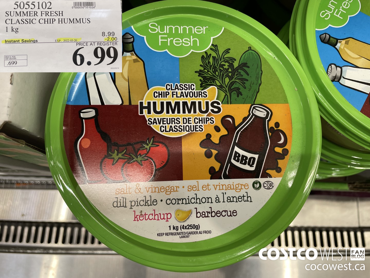 5055102 SUMMER FRESH CLASSIC CHIP HUMMUS 1 kg ($2.00 INSTANT SAVINGS EXPIRES ON 2022-03-20) $6.99