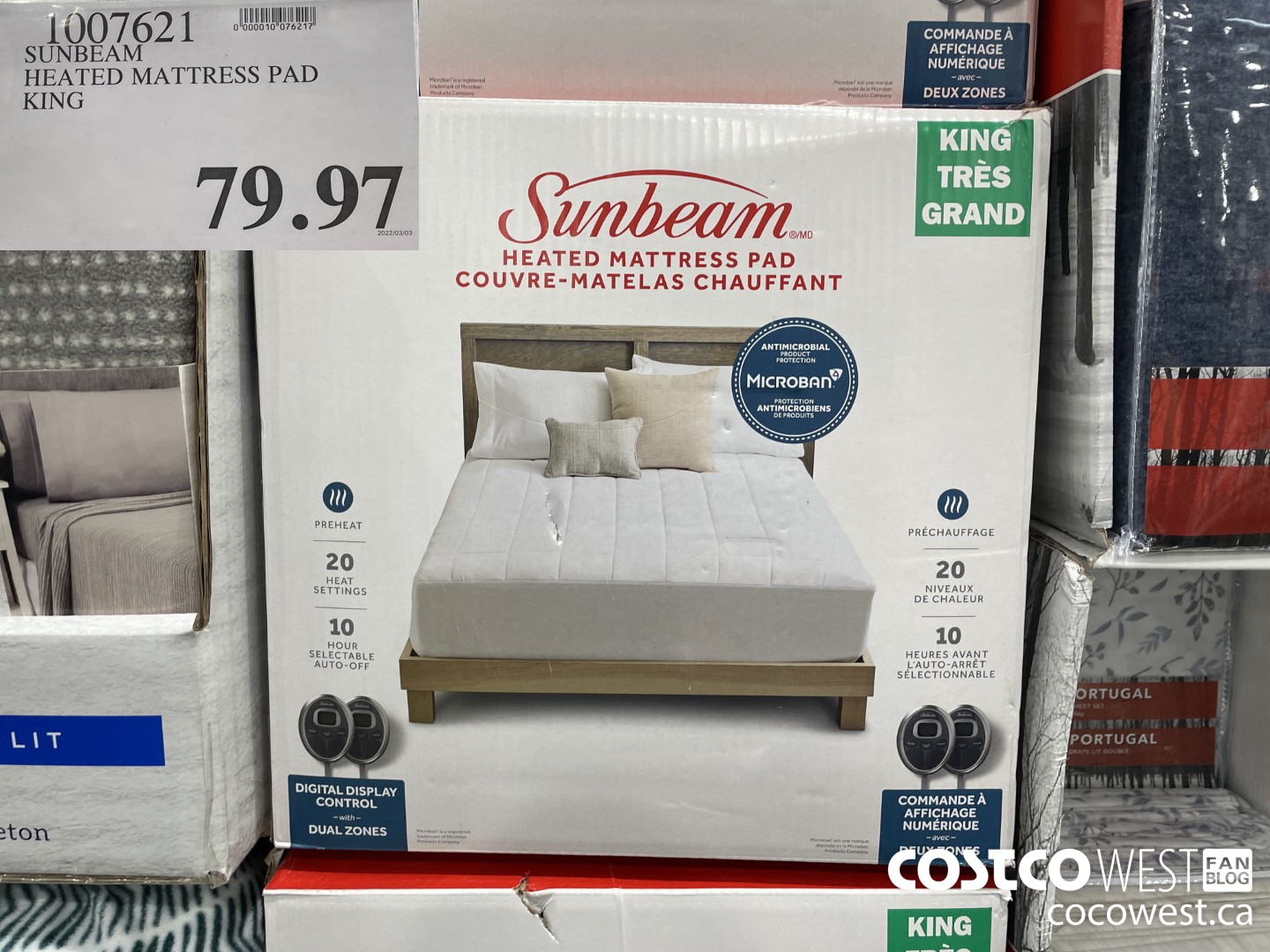 1007621 SUNBEAM HEATED MATTRESS PAD KING  $79.97