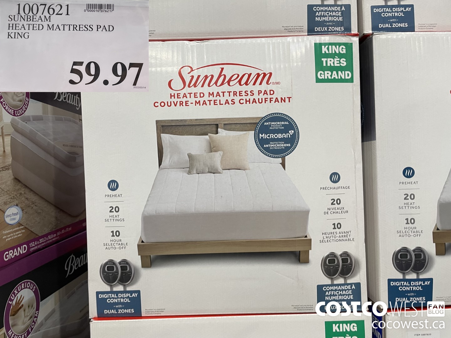 1007621 SUNBEAM HEATED MATTRESS PAD KING  $59.97