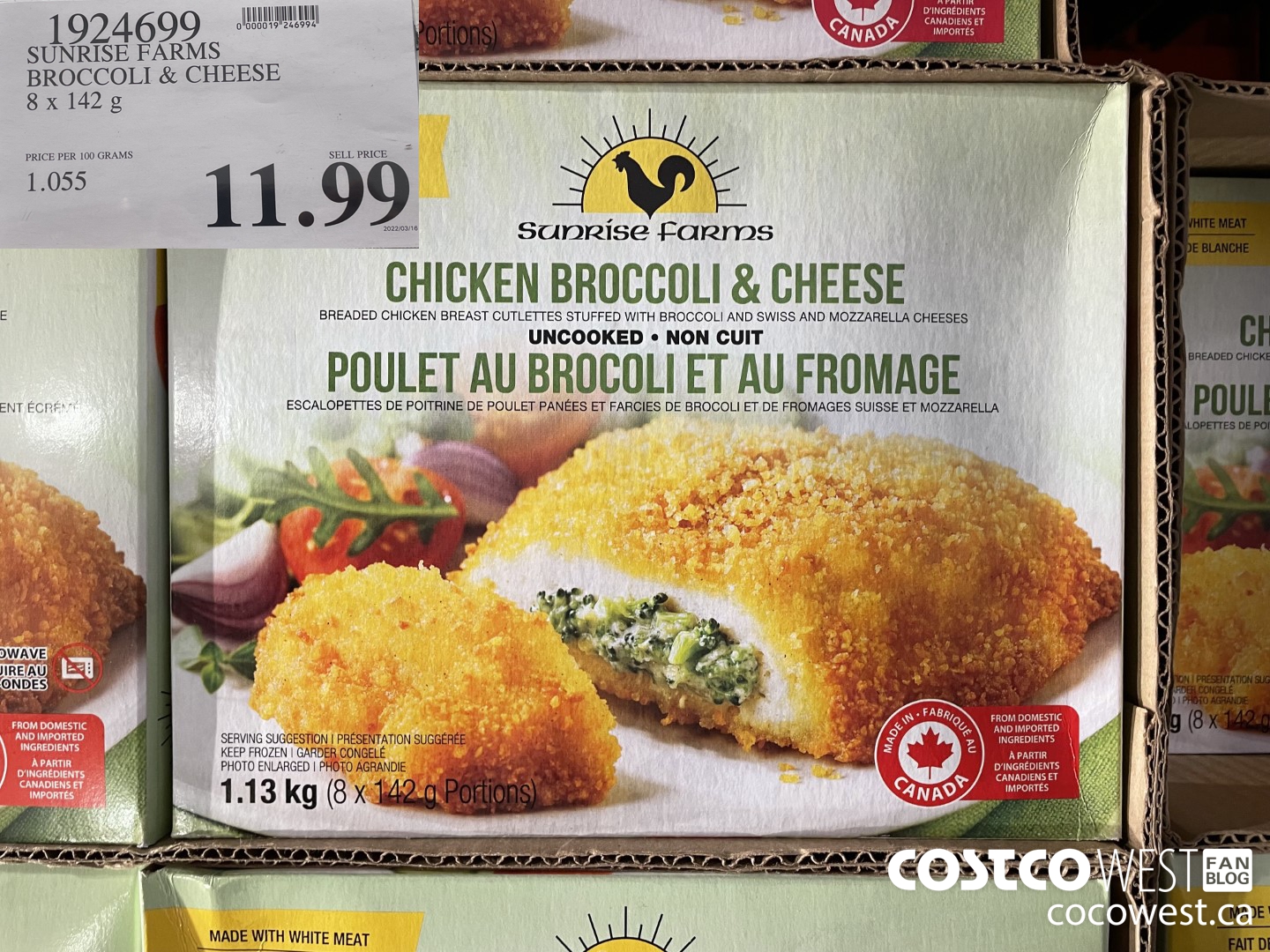 1924699 SUNRISE FARMS BROCCOLI & CHEESE 8 X 142 G $11.99