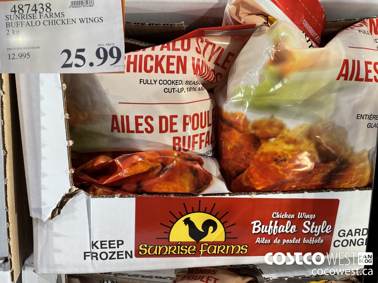 487438 SUNRISE FARMS BUFFALO CHICKEN WINGS 2 kg $25.99