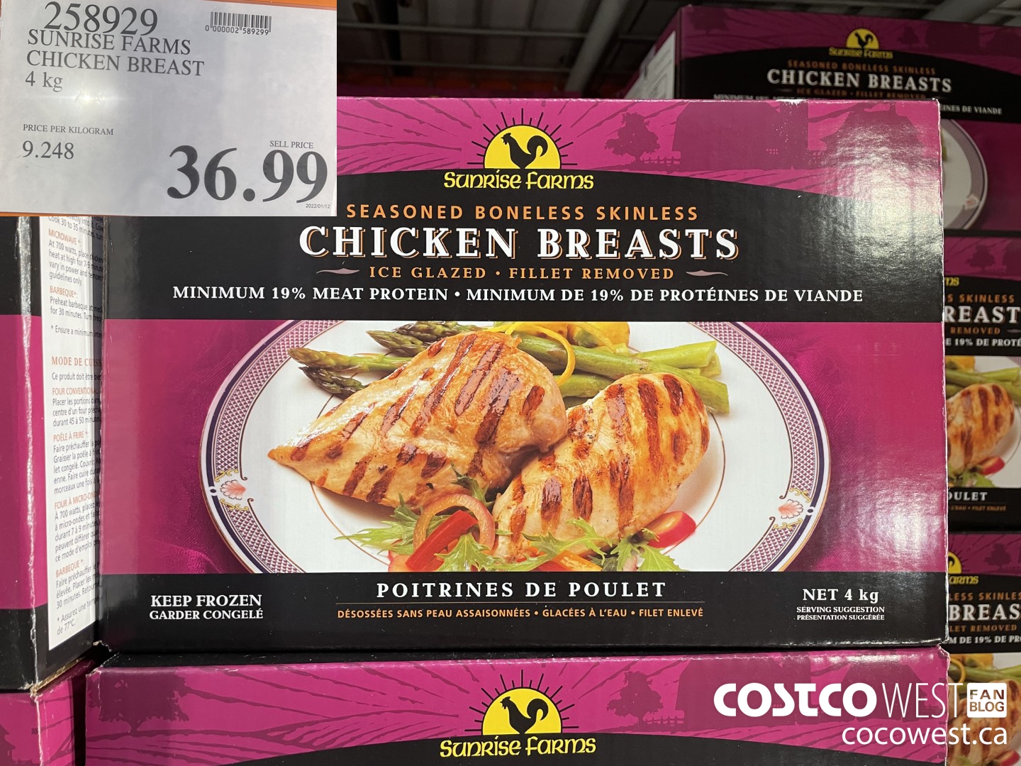258929 SUNRISE FARMS CHICKEN BREAST 4 kg $36.99