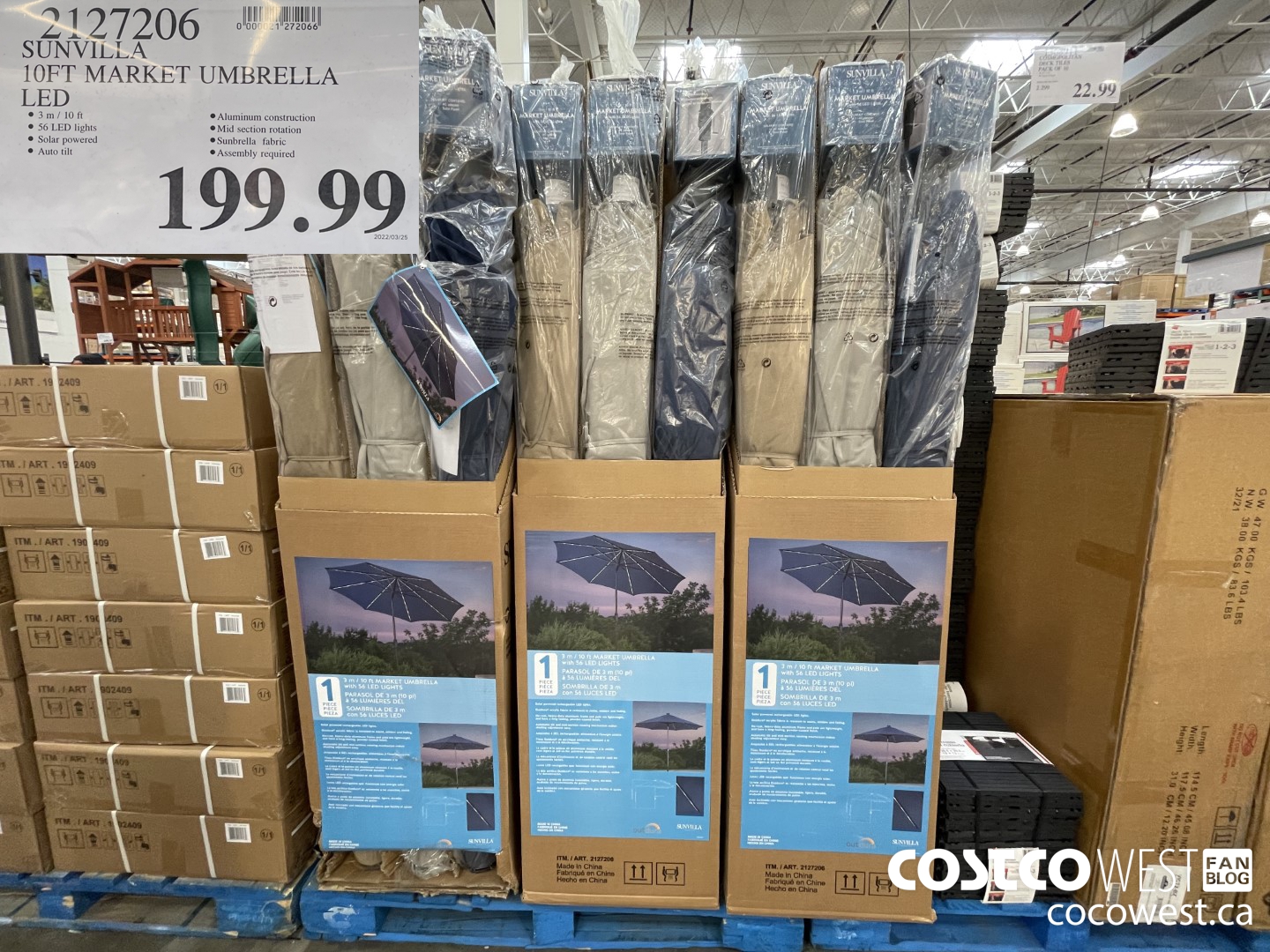 2127206 SUNVILLA 10FT MARKET UMBRELLA LED $199.99