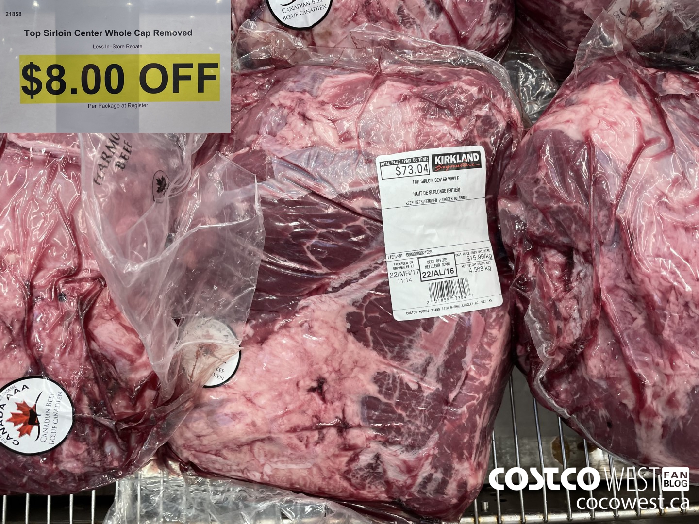 21858 TOP SIRLOIN CENTRE WHOLE CAP REMOVED ($8.00 INSTANT SAVINGS)