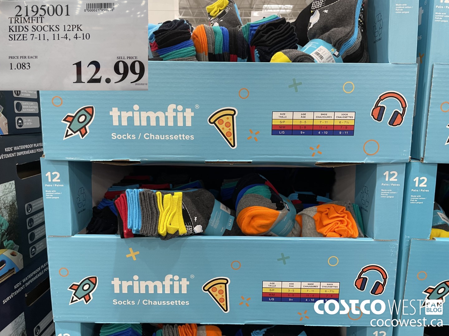 2195001 TRIMFIT KIDS SOCKS 12PK SIZE 7-11, 11-4, 4-10 $12.99