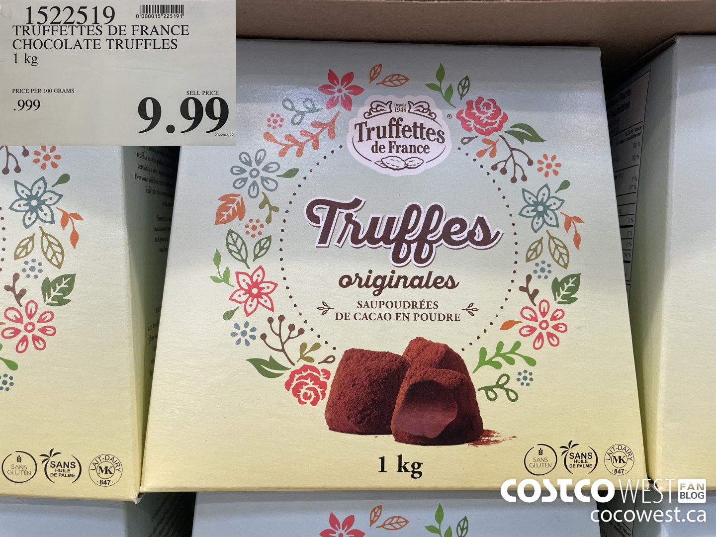 1522519 TRUFFETTES DE FRANCE CHOCOLATE TRUFFLES 1 kg $9.99