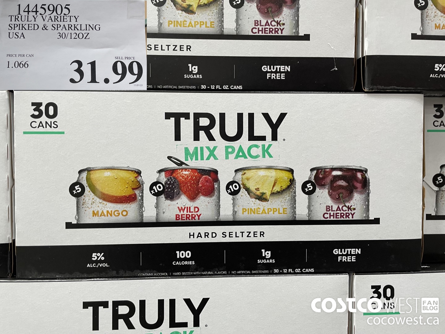 1445905 TRULY VARIETY SPIKED & SPARKLING USA 30/12OZ  $31.99