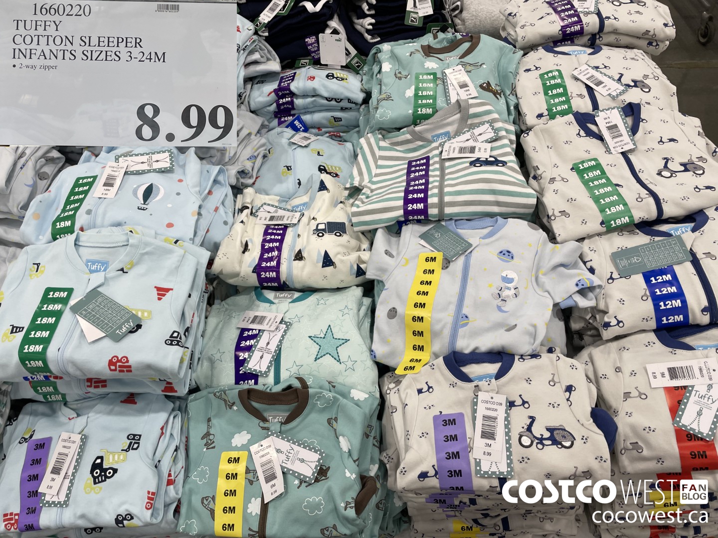 1660220 TUFFY COTTON SLEEPER INFANTS SIZES 3-24M $8.99