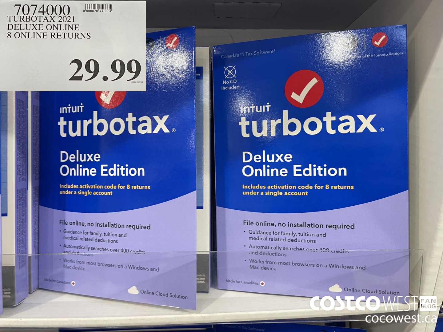 7074000 TURBOTAX 2021 DELUXE ONLINE 8 ONLINE RETURNS  $29.99