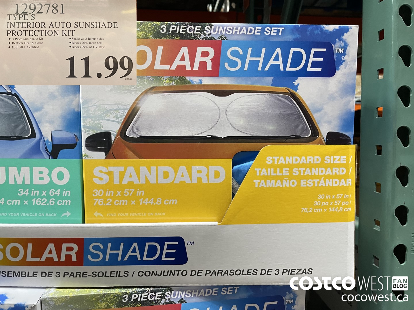 1292781 TYPE S INTERIOR AUTO SUNSHADE PROTECTION KIT $11.99