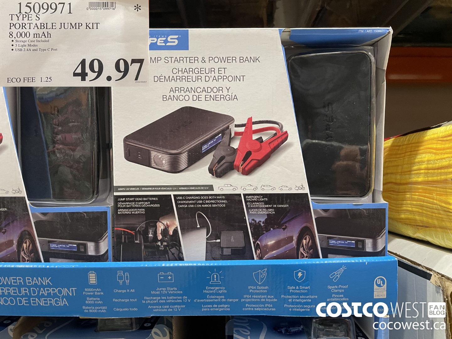 1509971 TYPE S PORTABLE JUMP KIT 8,000 mAh $49.97