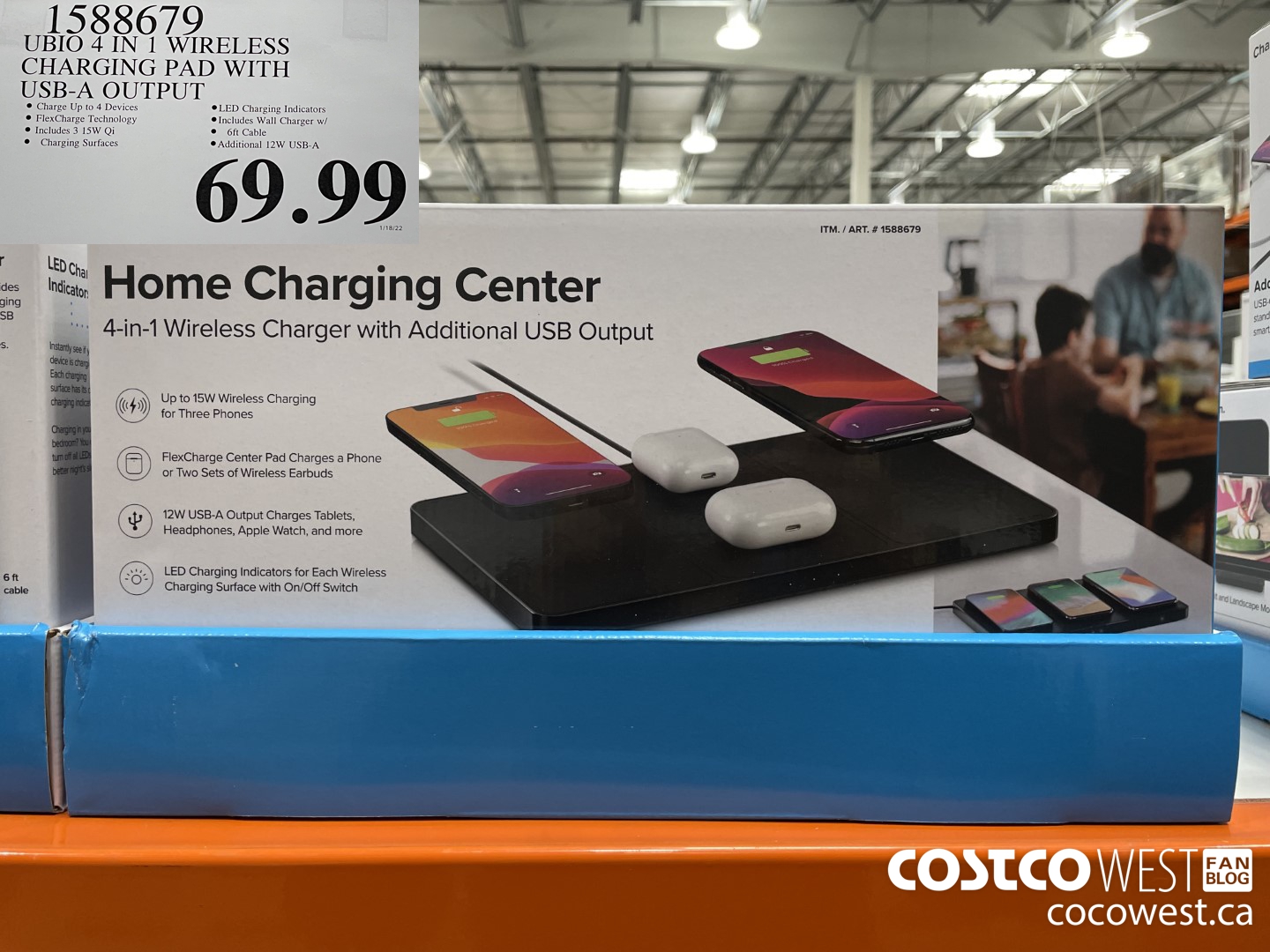 1588679 UBIO 4 IN 1 WIRELESS CHARGING PAD WITH USB-A OUTPUT $69.99