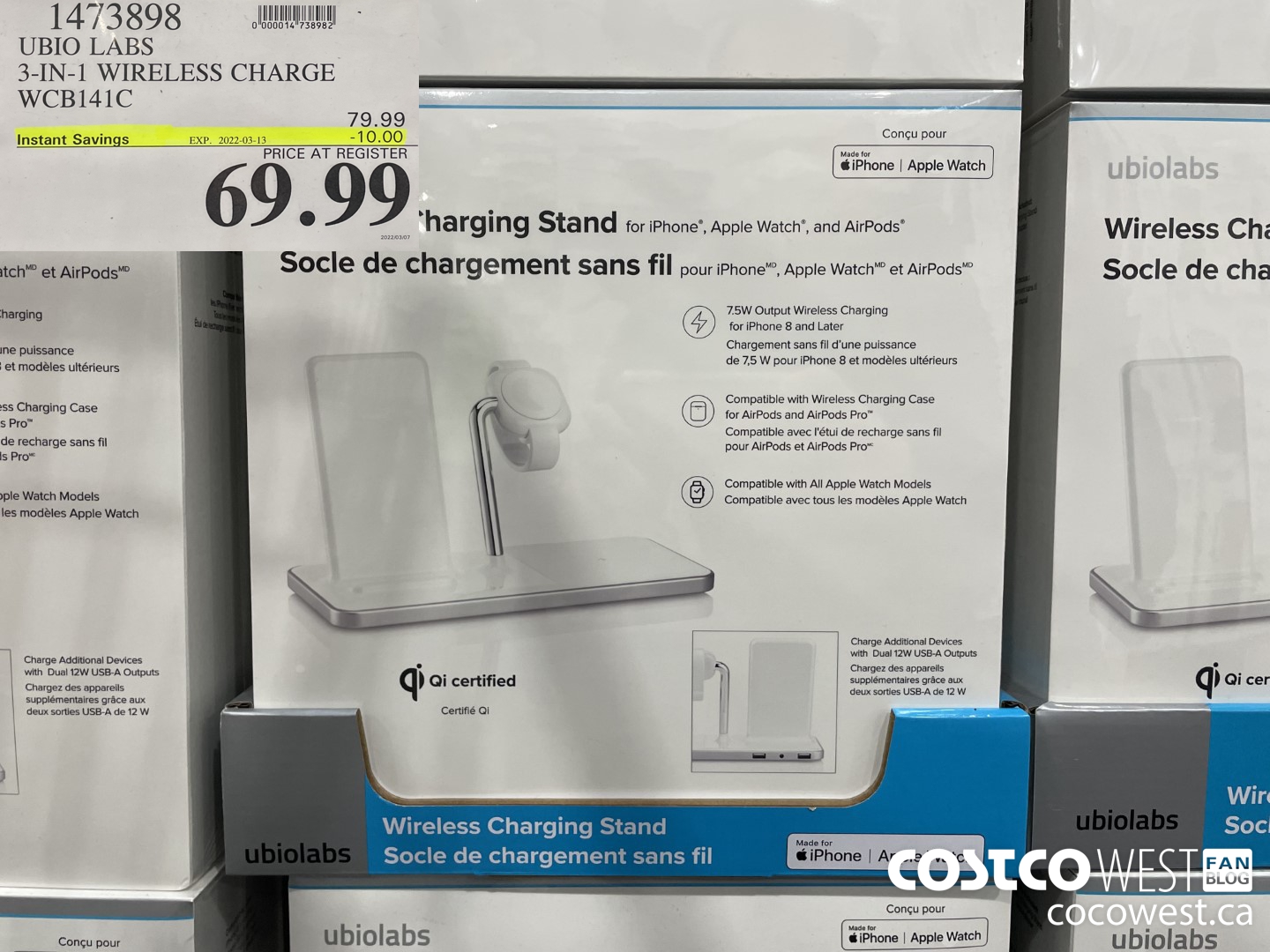 1473898 UBIO LABS 3-IN-1 WIRELESS CHARGE WCBI41C ($10.00 INSTANT SAVINGS EXPIRES ON 2022-03-13) $69.99