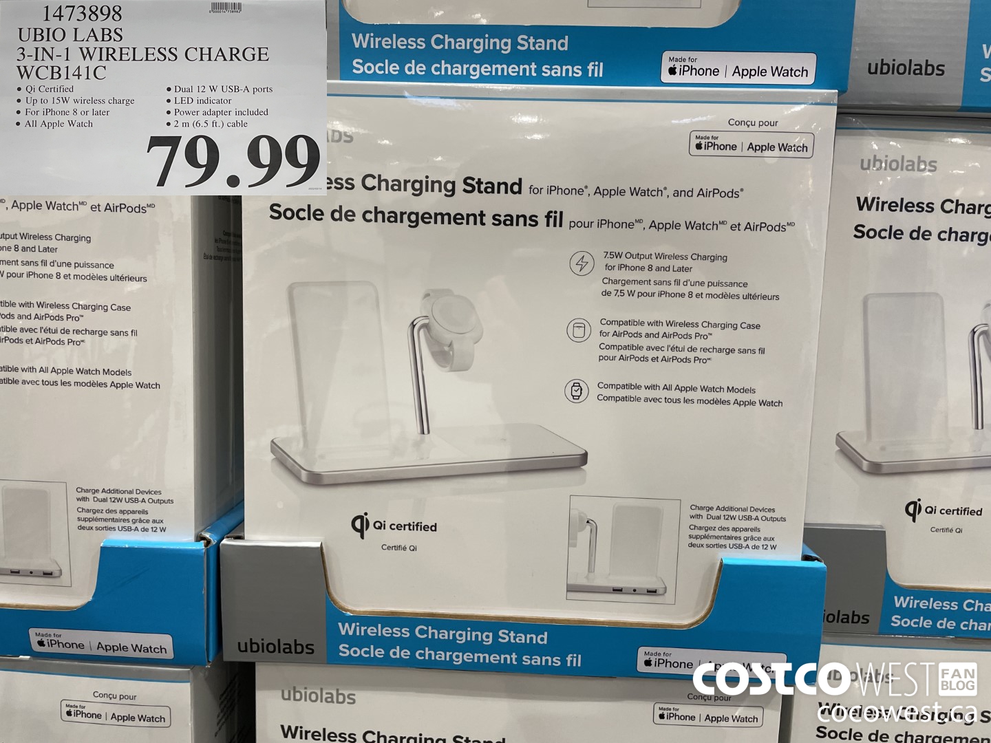 1473898 UBIO LABS 3-IN-1 WIRELESS CHARGE WCBI41C $79.99