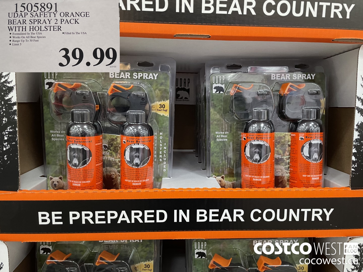 1505891 UDAP SAFETY ORANGE BEAR SPRAY 2 PACK WITH HOLSTER $39.99