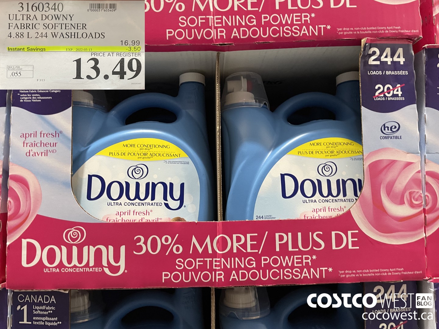3160340 ULTRA DOWNY FABRIC SOFTENER 4.88 L 244 WASHLOADS ($3.50 INSTANT SAVINGS EXPIRES ON 2022-03-13) $13.49