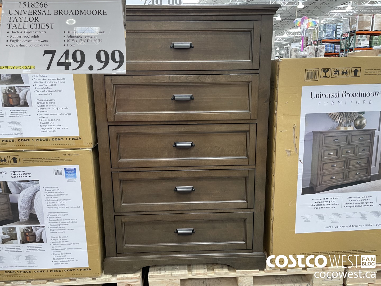 1518266 UNIVERSAL BROADMOORE TAYLOR TALL CHEST $749.99