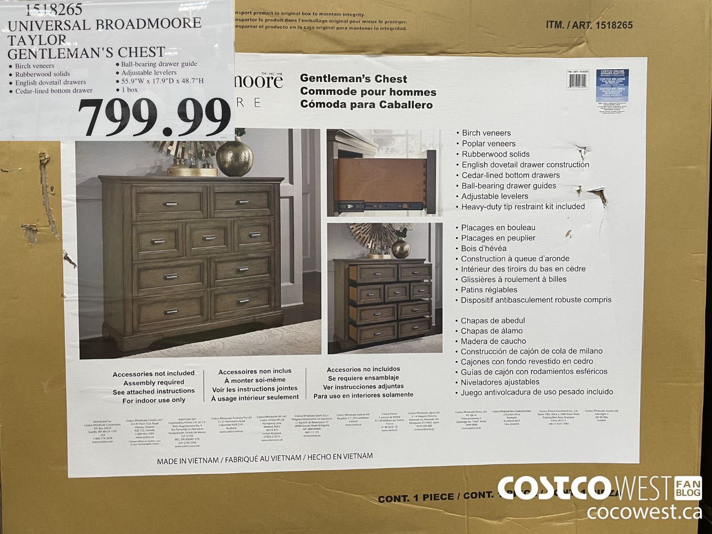 1518965 UNIVERSAL RBROADMOORE TAYLOR GENTLEMAN'S CHEST  $799.99