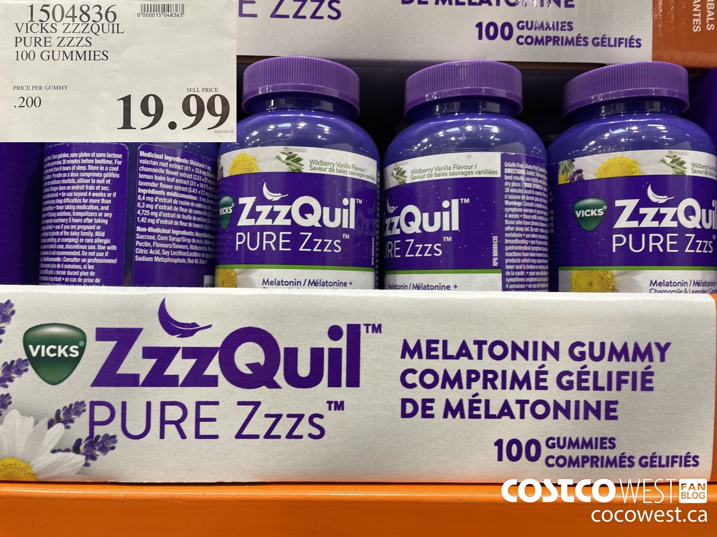 1504836 VICKS ZZZQUIL PURE ZZZS 100 GUMMIES $19.99