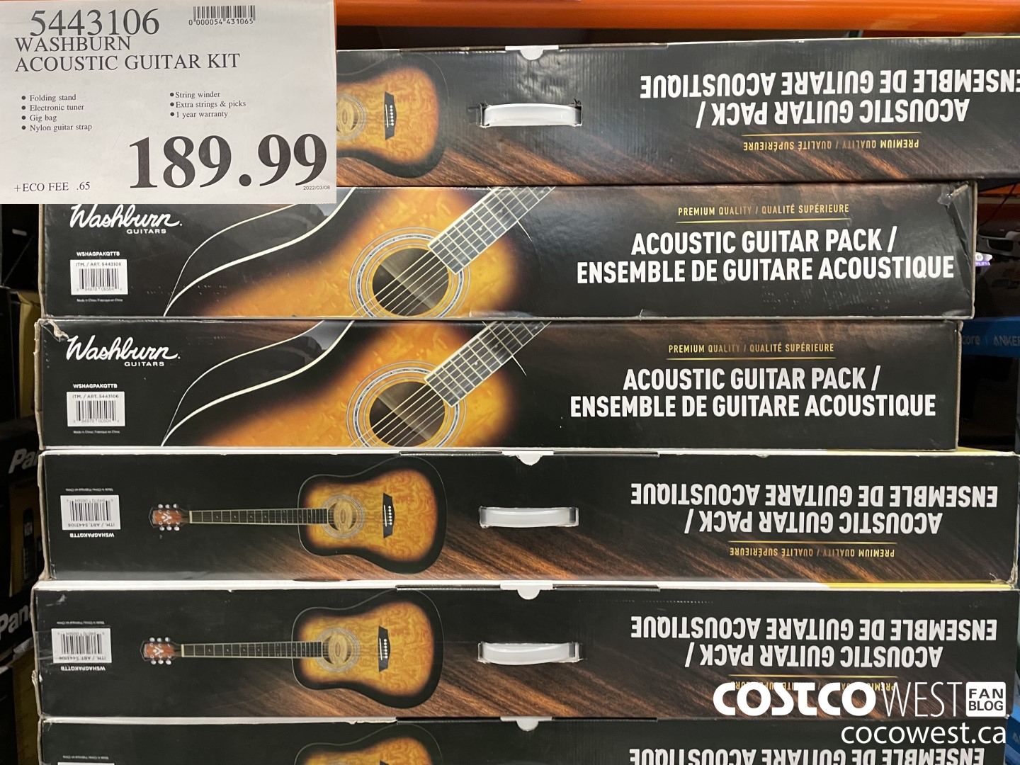 5443106 WASHBURN ACOUSTIC GUITAR KIT $189.99