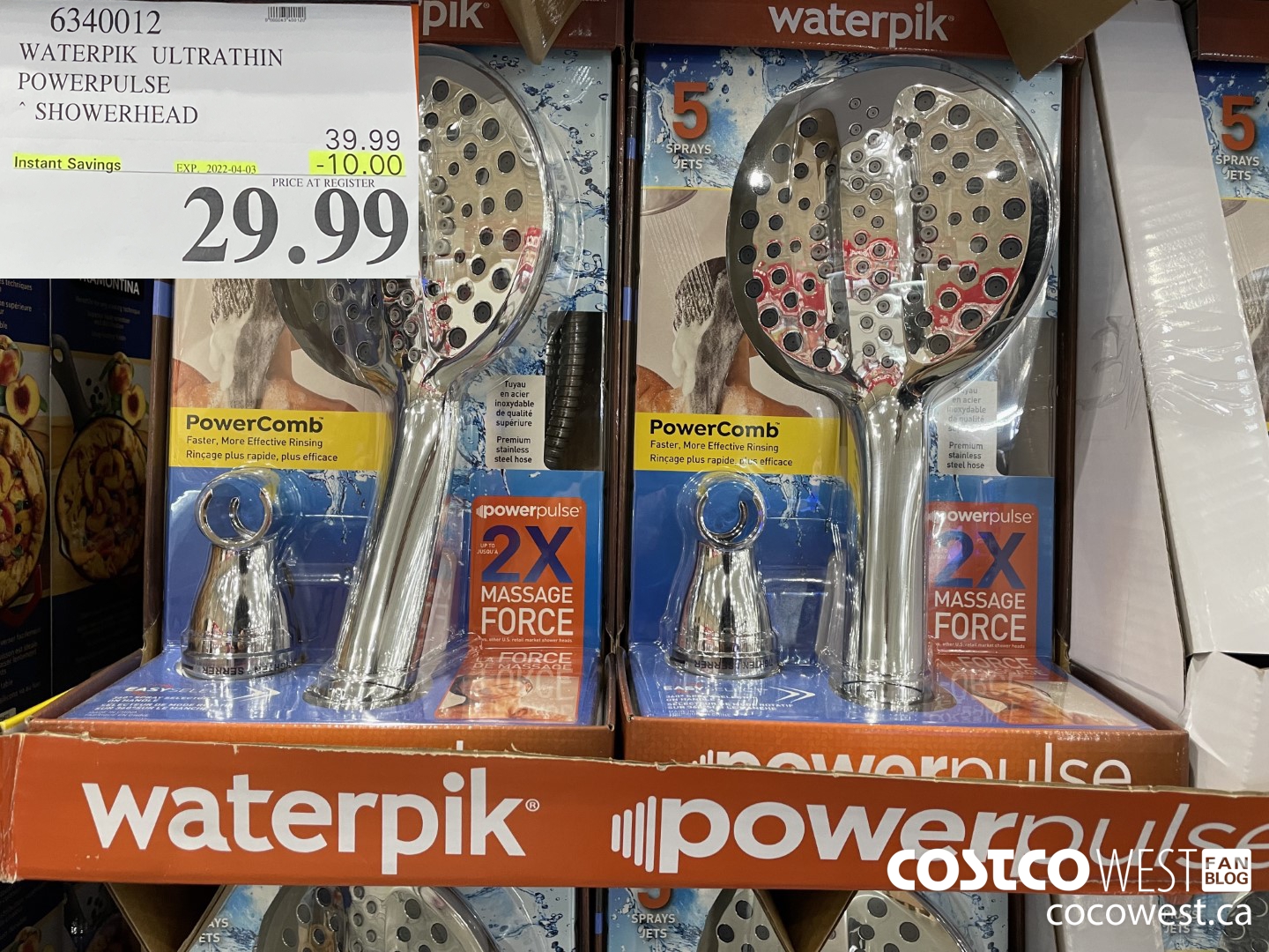 6340012 WATERPIK ULTRATHIN POWERPULSE SHOWERHEAD ($10.00 INSTANT SAVINGS EXPIRES ON 2022-04-03) $29.99