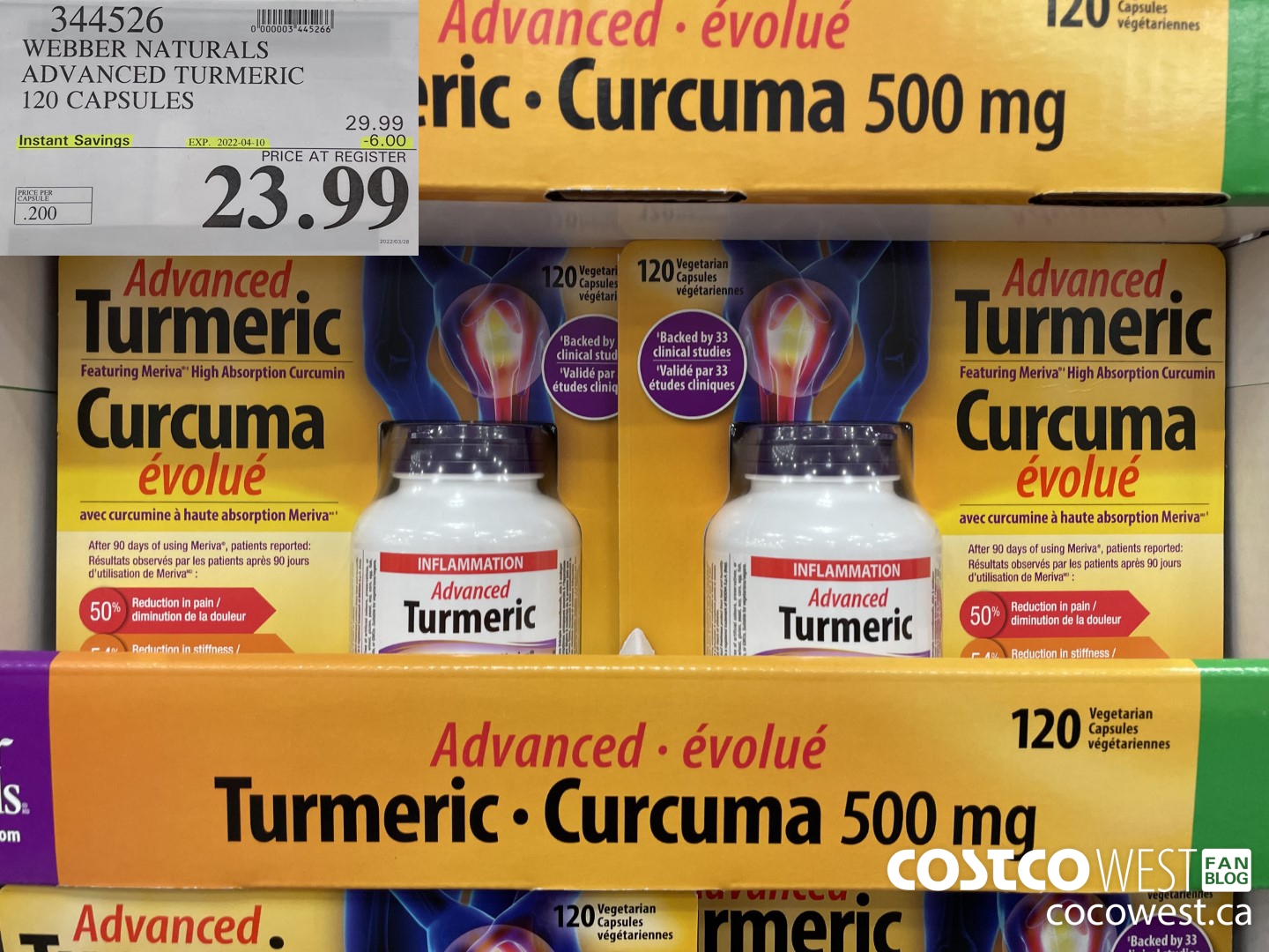 344526 WEBBER NATURALS ADVANCED TURMERIC 120 CAPSULES ($6.00 INSTANT SAVINGS EXPIRES ON 2022-04-10) $23.99