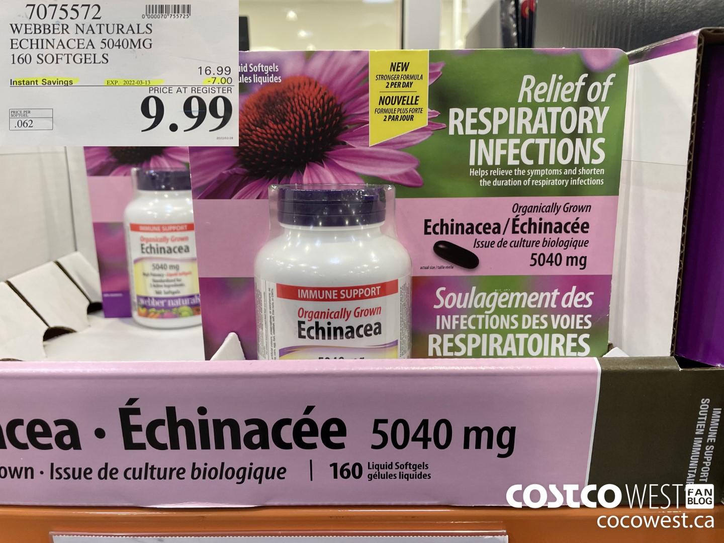 7075572 WEBBER NATURALS ECHINACEA 5040MG 160 SOFTGELS ($7.00 INSTANT SAVINGS EXPIRES ON 2022-03-13) $9.99
