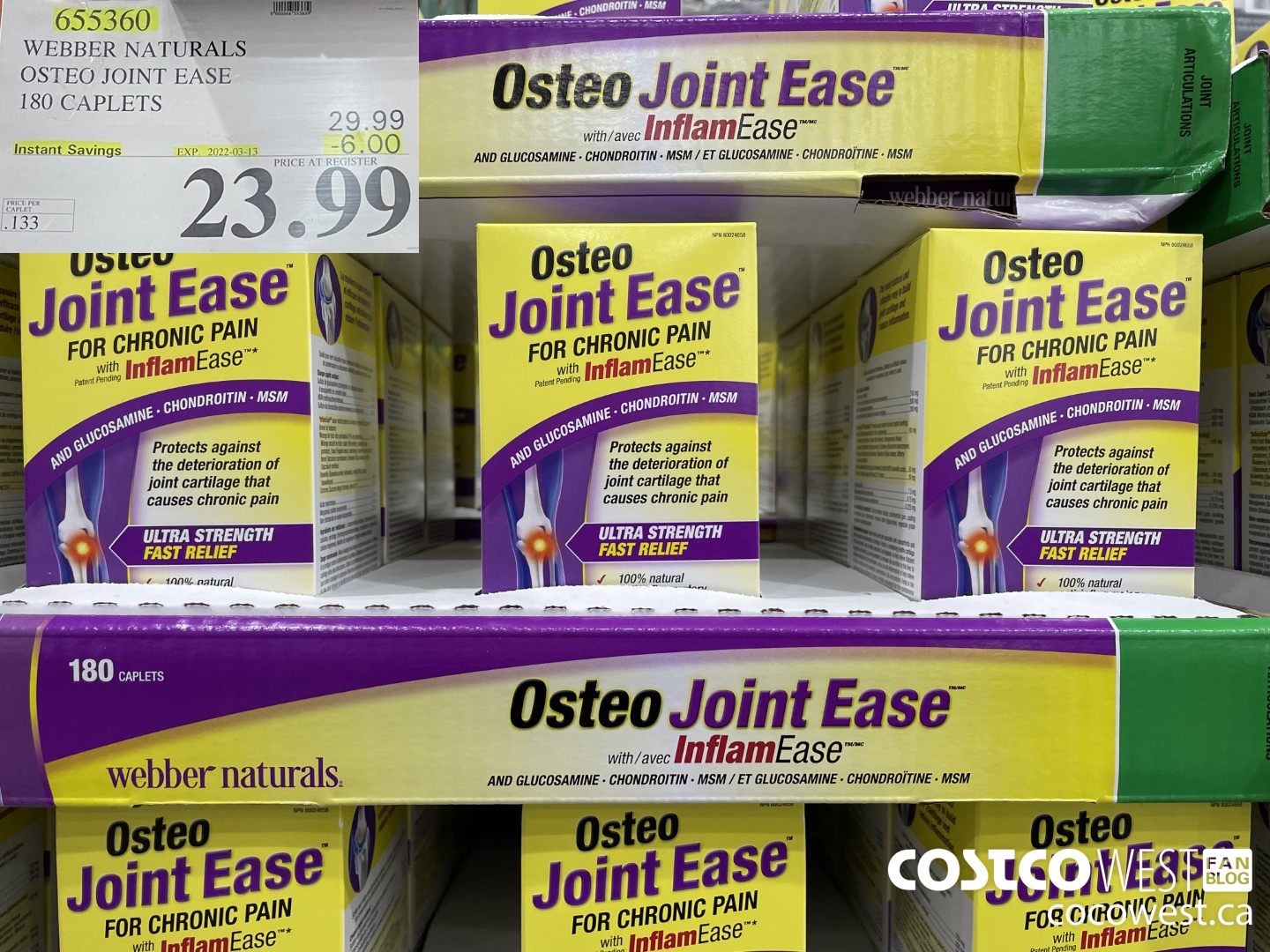 655360 WEBBER NATURALS OSTEO JOINT EASE 180 CAPLETS  ($6.00 INSTANT SAVINGS EXPIRES ON 2022-03-13) $23.99