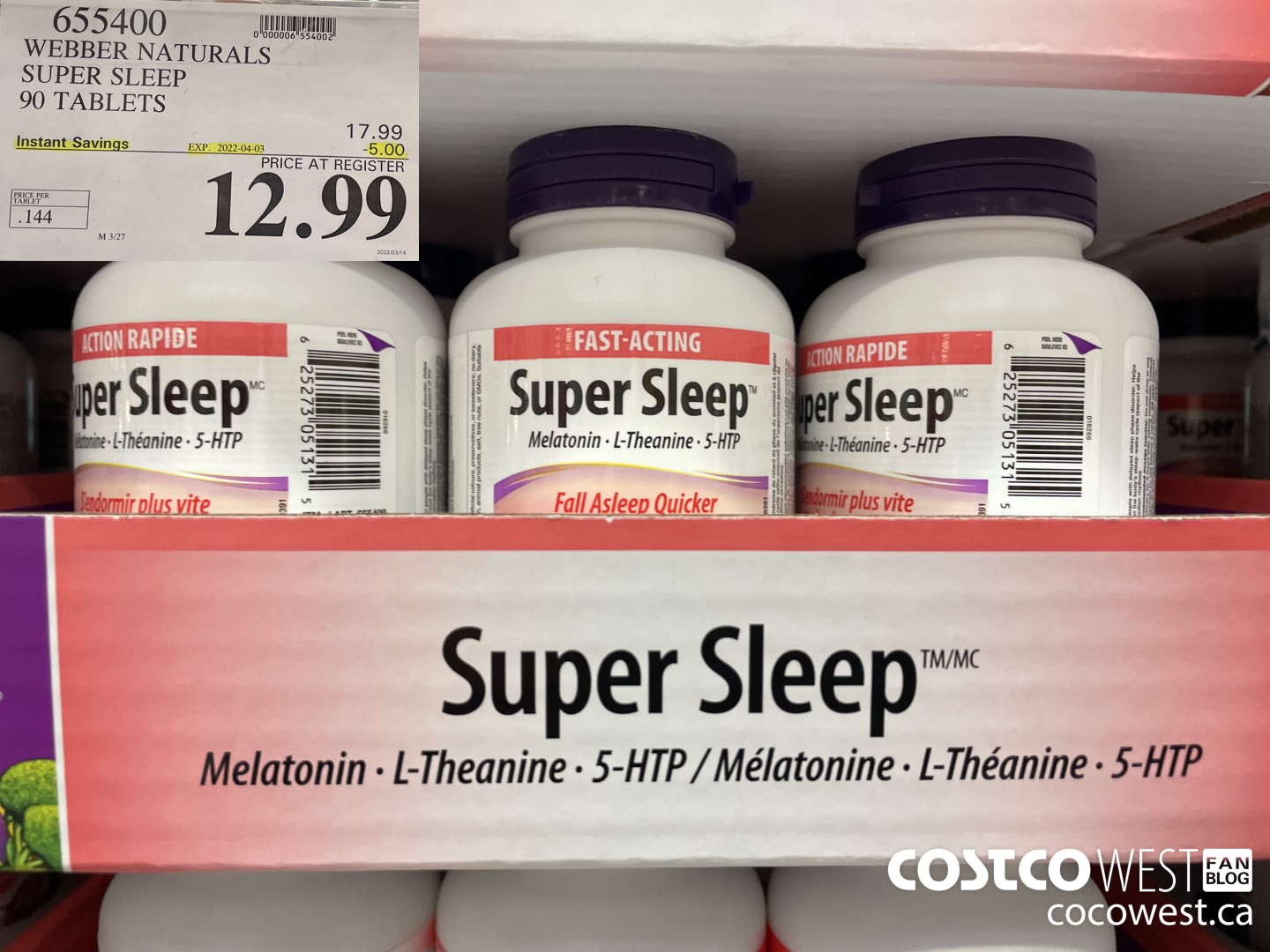 655400 WEBBER NATURALS SUPER SLEEP 90 TABLETS ($5.00 INSTANT SAVINGS EXPIRES ON 2022-04-03) $12.99