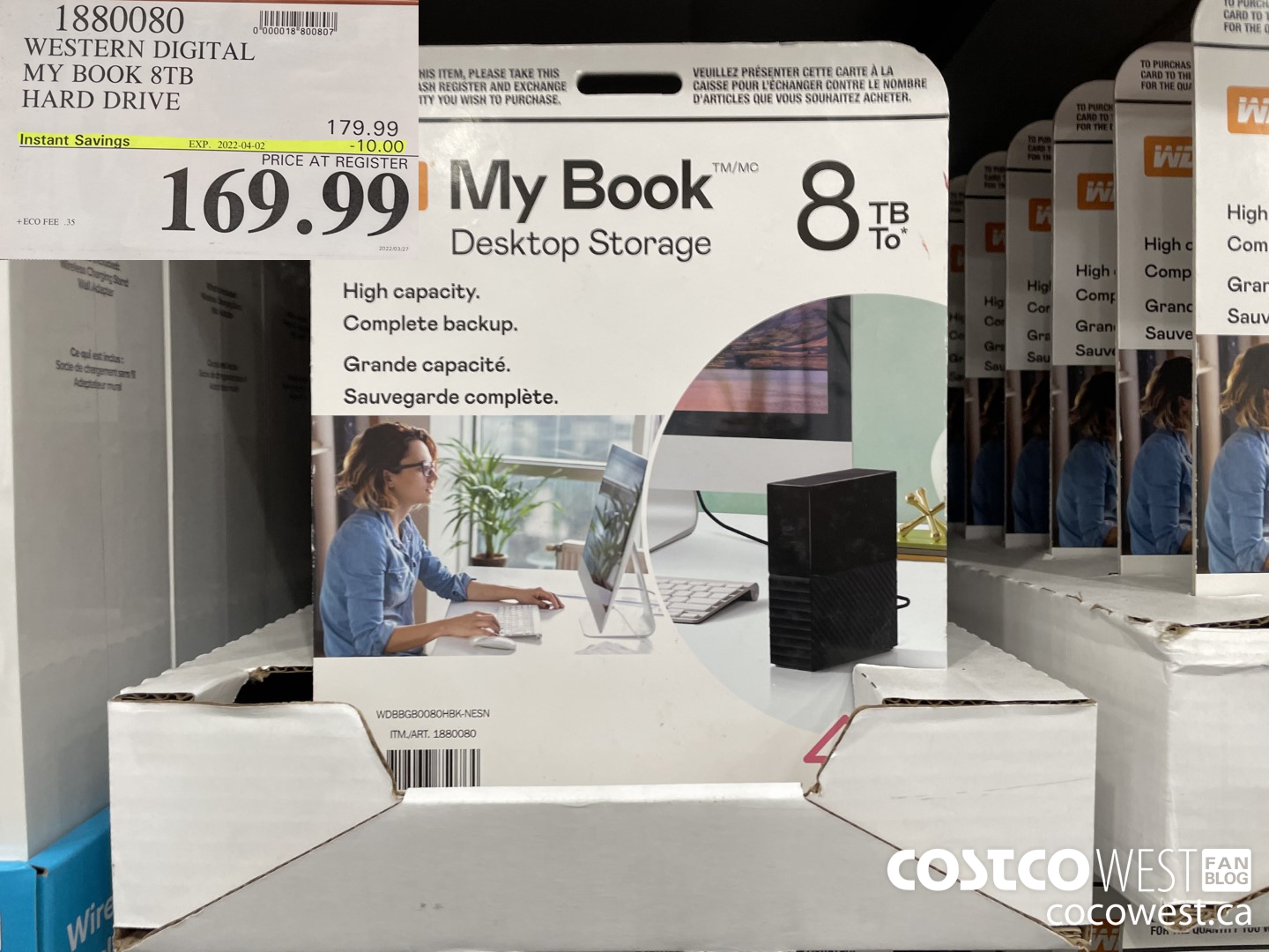 1880080 WESTERN DIGITAL MY BOOK 8TB HARD DRIVE ($10.00 INSTANT SAVINGS EXPIRES ON 2022-04-02) $169.99