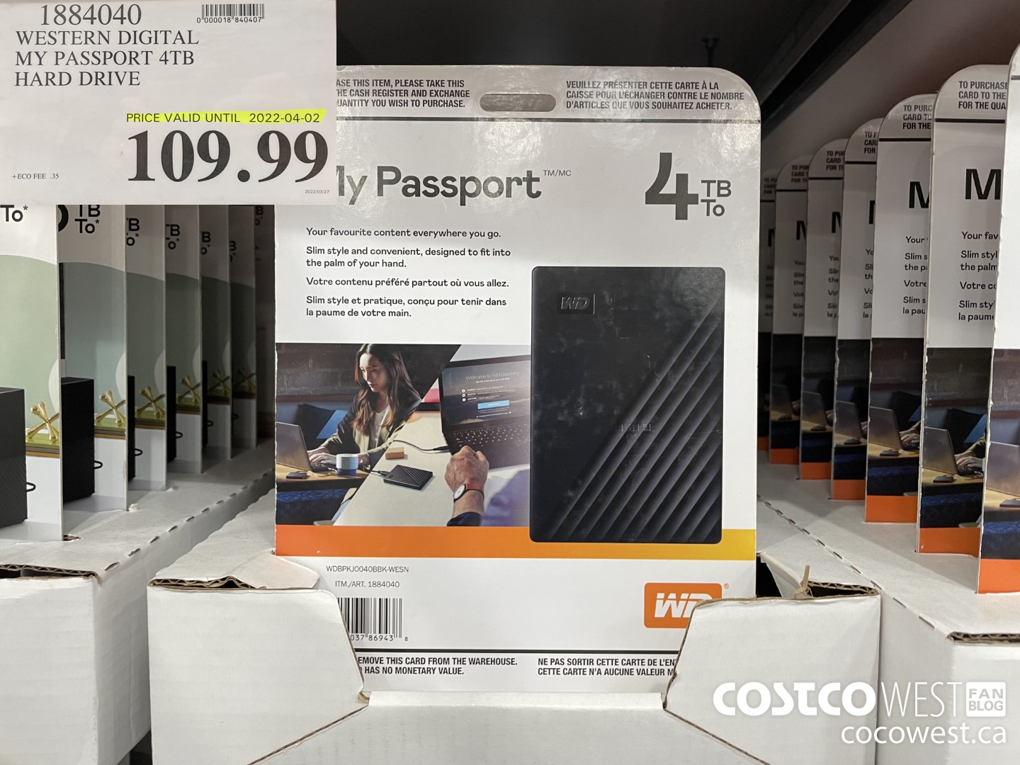 1884040 WESTERN DIGITAL MY PASSPORT 4TB HARD DRIVE (EXPIRES ON 2022-04-02) $109.99