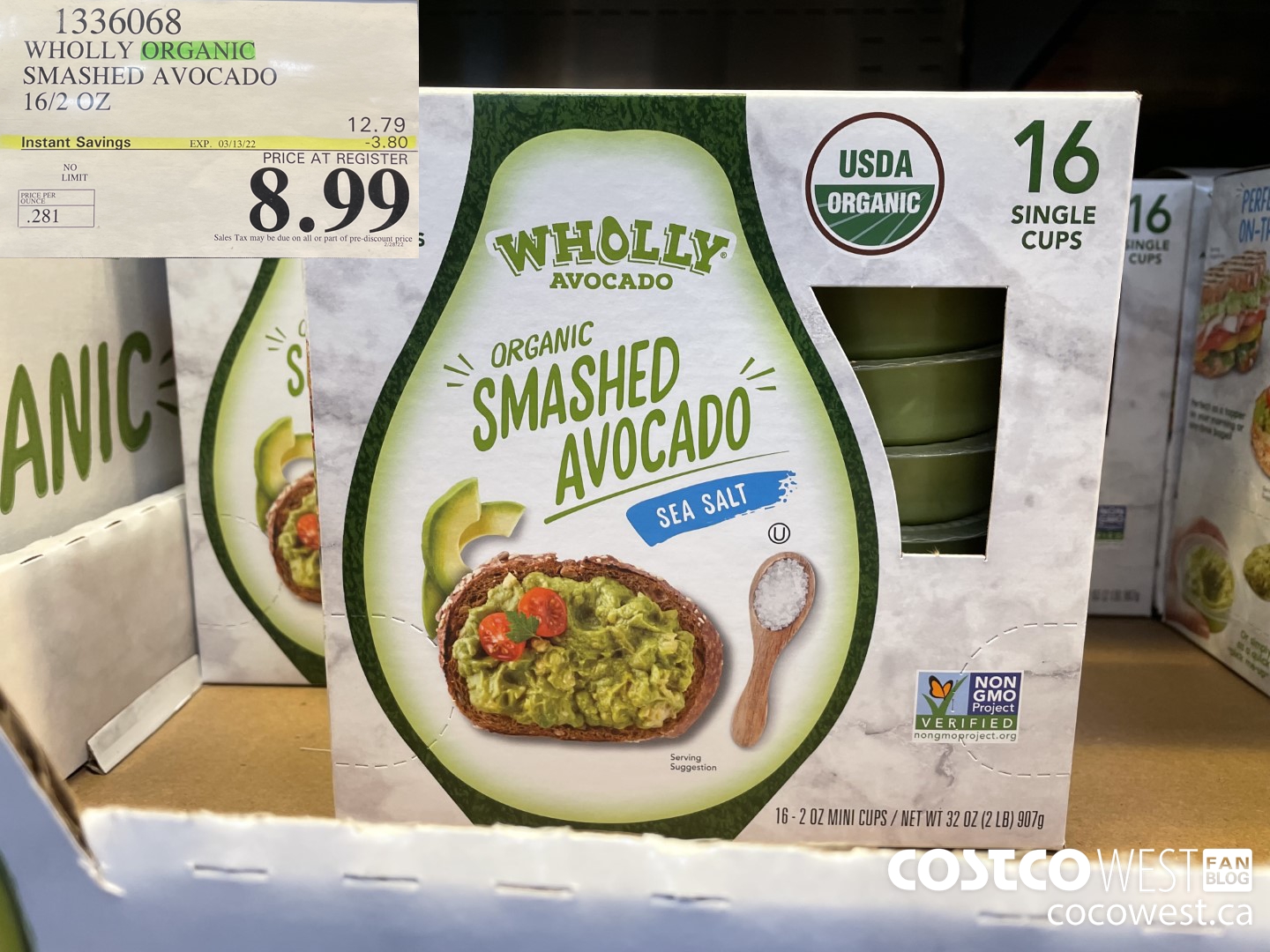 Wholly Organic Smashed Avocado, 2 oz, 16 ct