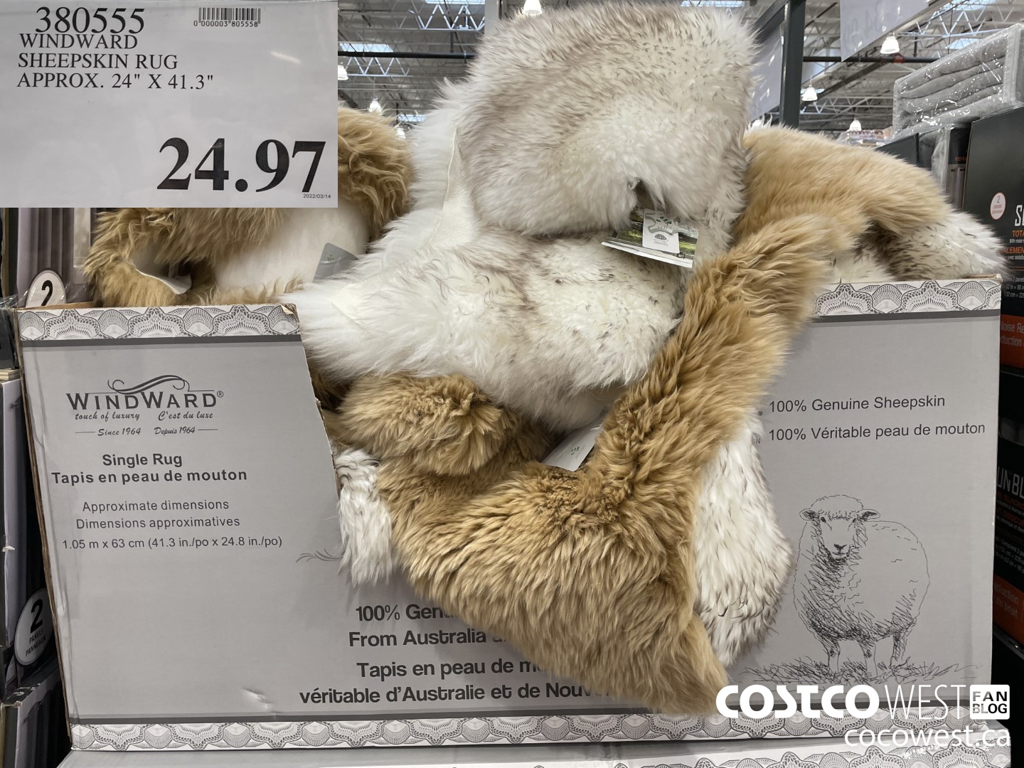 380555 WINDWARD SHEEPSKIN RUG APPROX. 24